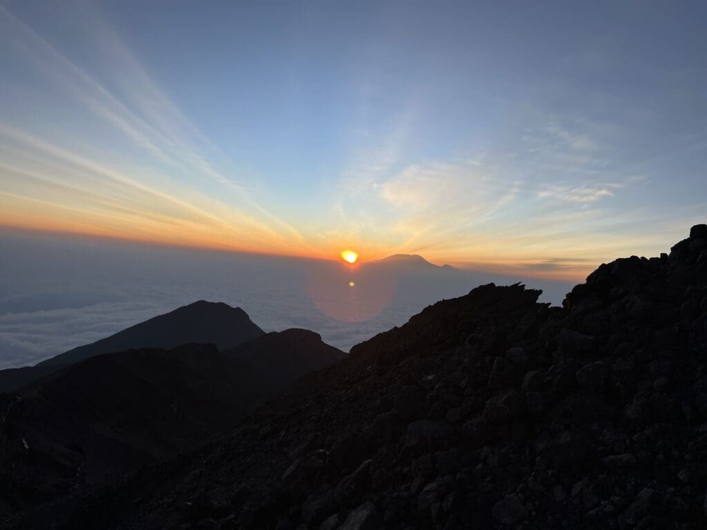 early morning trek to the summit,